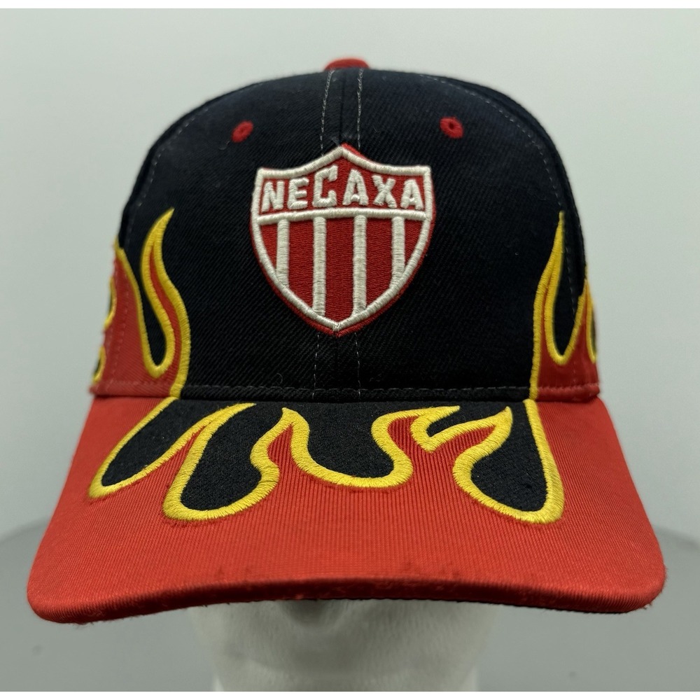 Necaxa Rayos Embroidered Red Soccer Futbol Liga MX Flames Hat Strapback Cap
